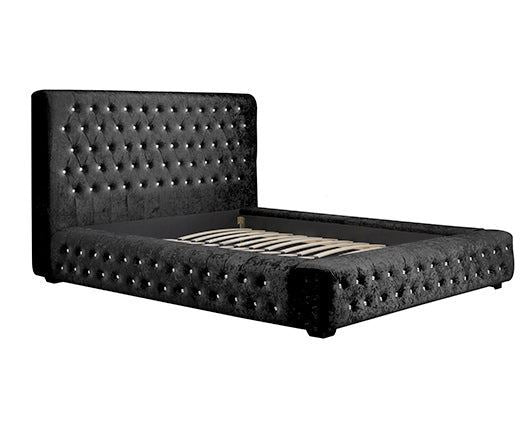 Grande Bed - Black Crushed Velvet