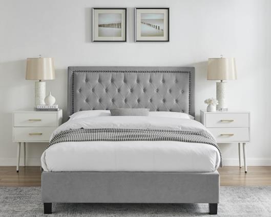 Rhea Fabric Bed - Light Grey