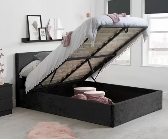 Berlin Ottoman Bed - Black Crushed Velvet