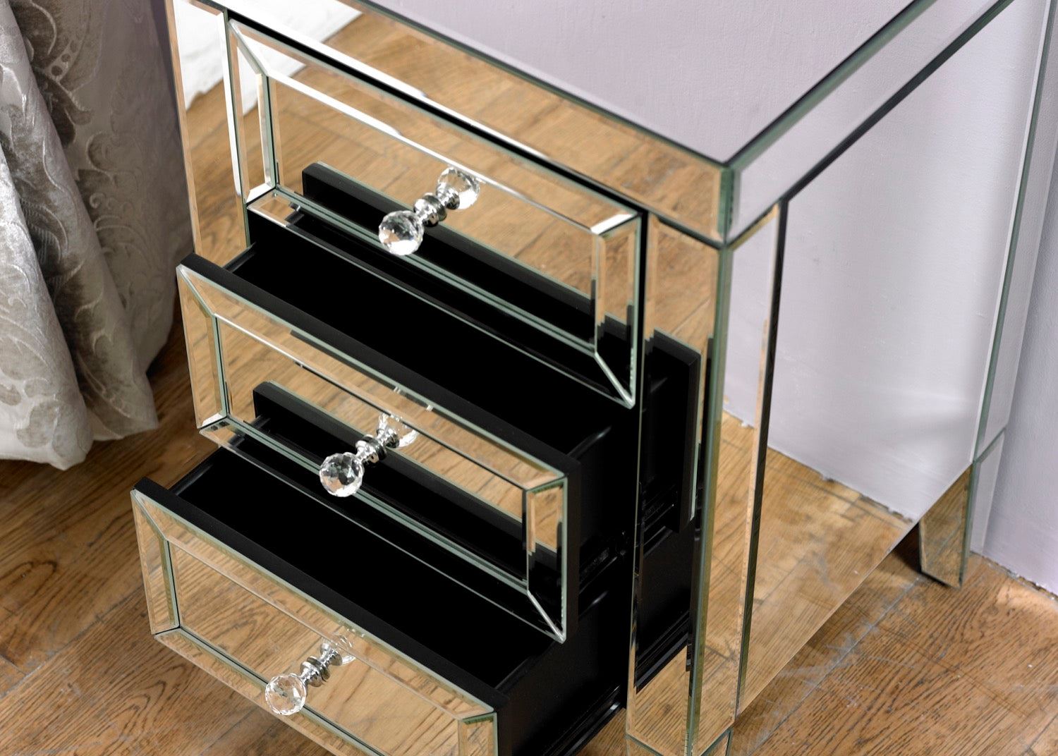 Valencia 3 Drawer Bedside - Mirrored