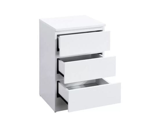 Oslo 3 Drawer Bedside - White