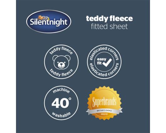 King - Silentnight Teddy Fleece Fitted Sheet - Natural