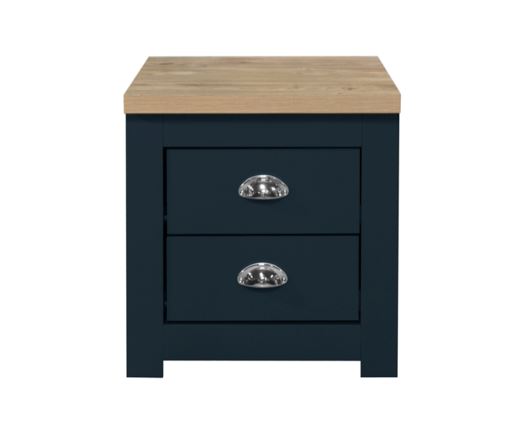 Highgate 2 Drawer Bedside-Navy - Blue