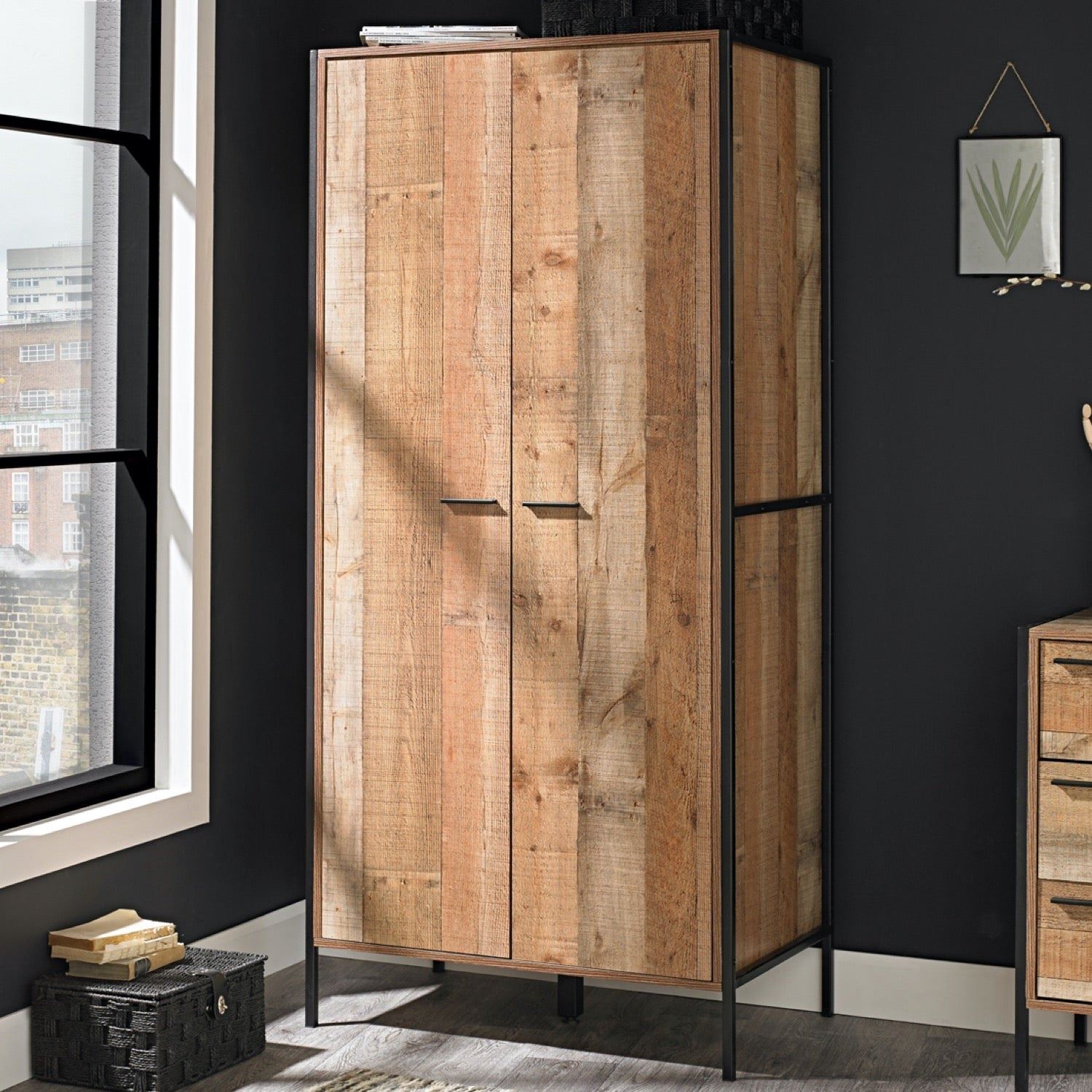 Hoxton 2 Door Wardrobe Distressed Effect - Oak