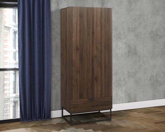 Houston 2 Door 1 Drawer Wardrobe - Walnut