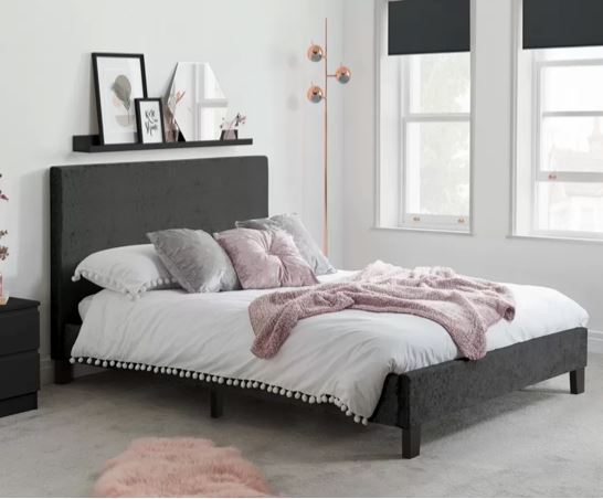 Berlin Bed - Black Crushed Velvet