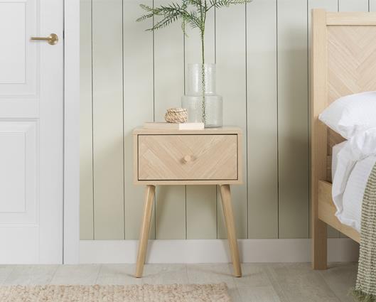 Herringford 1 Drawer Bedside - Oak