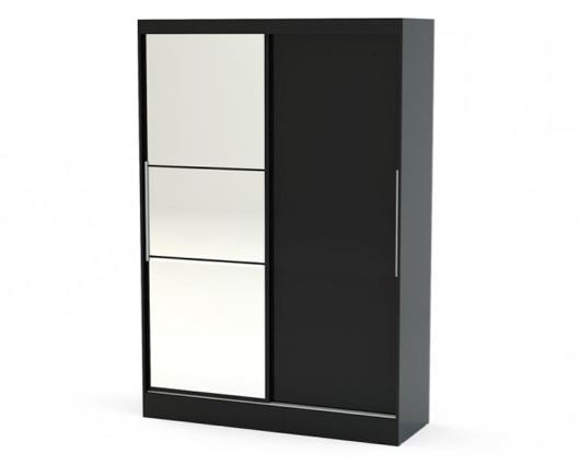 Lynx 2 Door Sliding Wardrobe With Mirror - Black