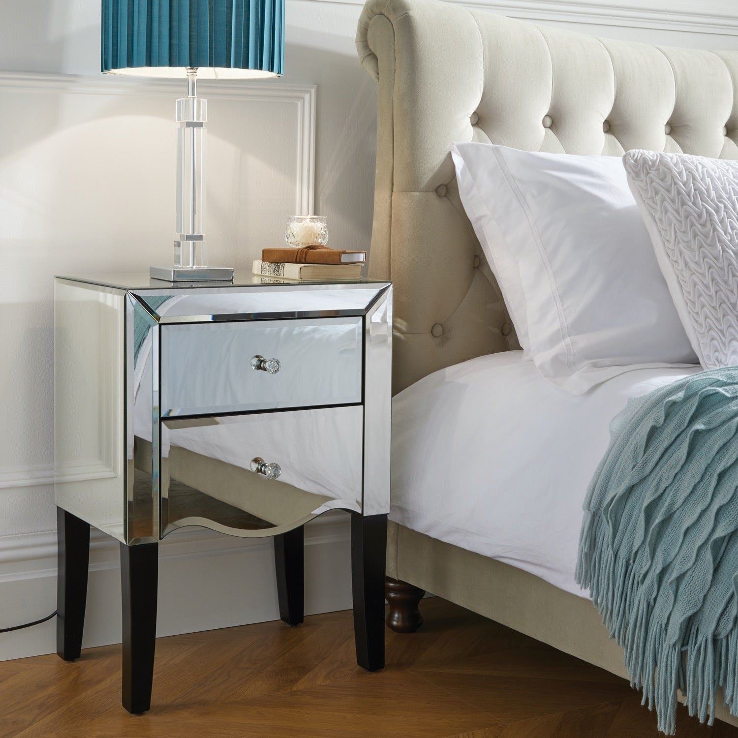 Palermo 2 Drawer Bedside - Mirrored