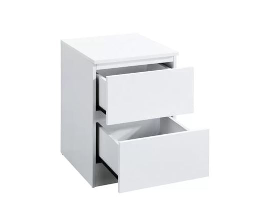 Oslo 2 Drawer Bedside - White