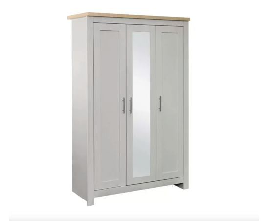 Highgate 3 Door Wardrobe With Mirror - Grey