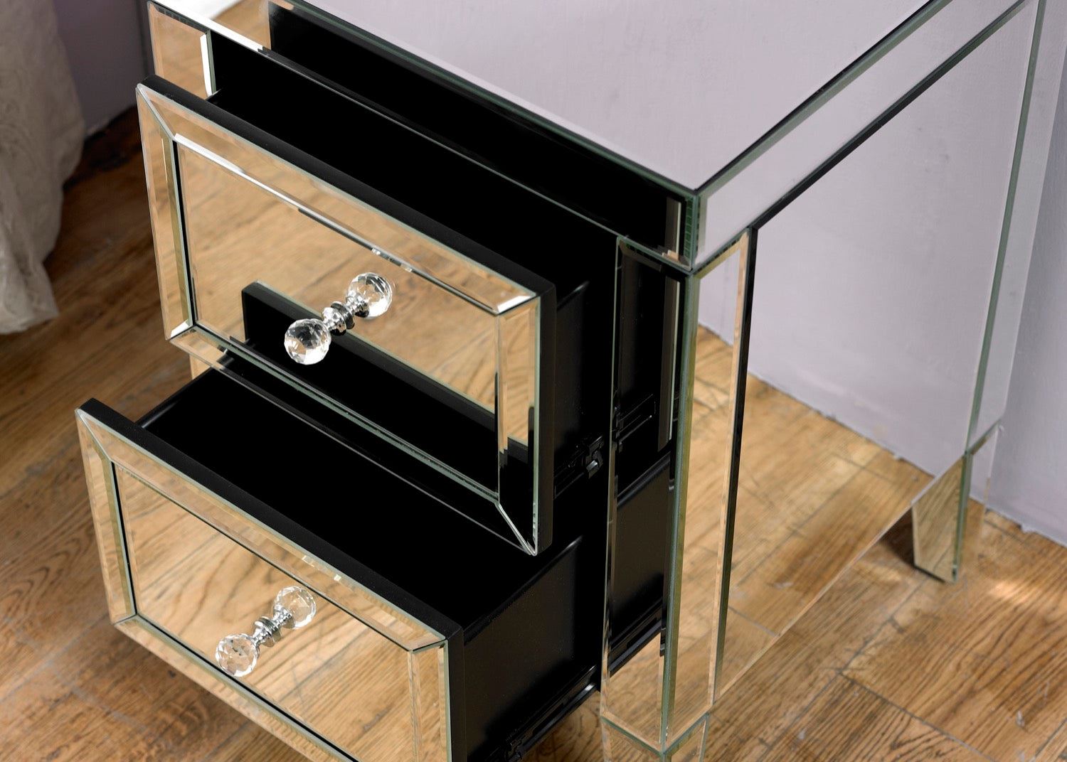 Valencia 2 Drawer Bedside - Mirrored