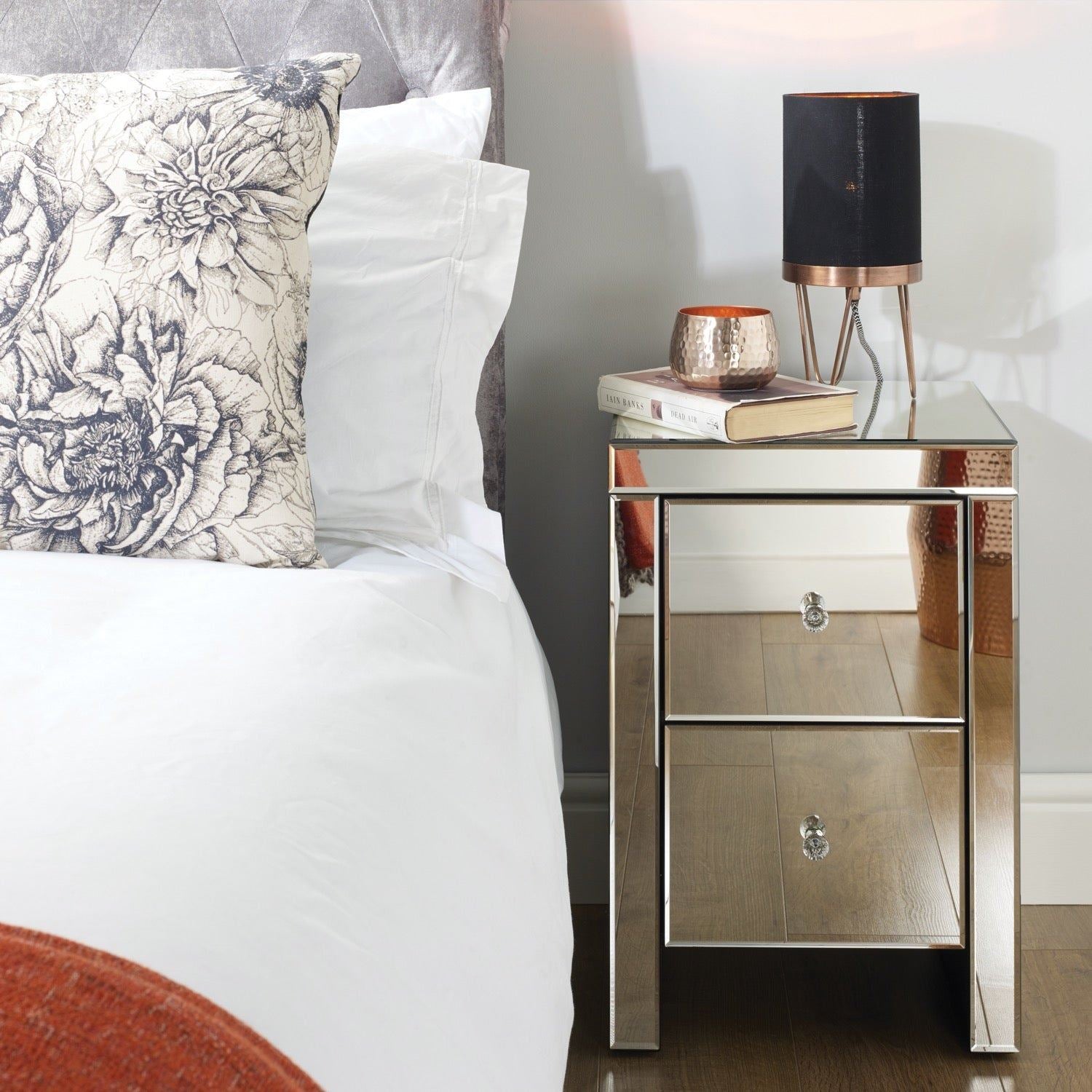 Seville 2 Drawer Bedside - Mirrored