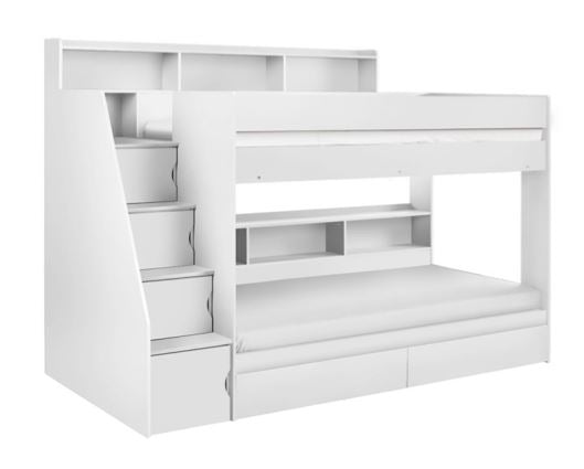 Camelot Staircase Bunk - White