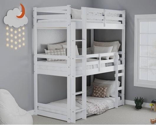 Tressa Triple Bunk Bed - White