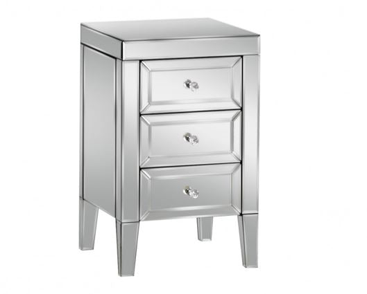 Valencia 3 Drawer Bedside - Mirrored