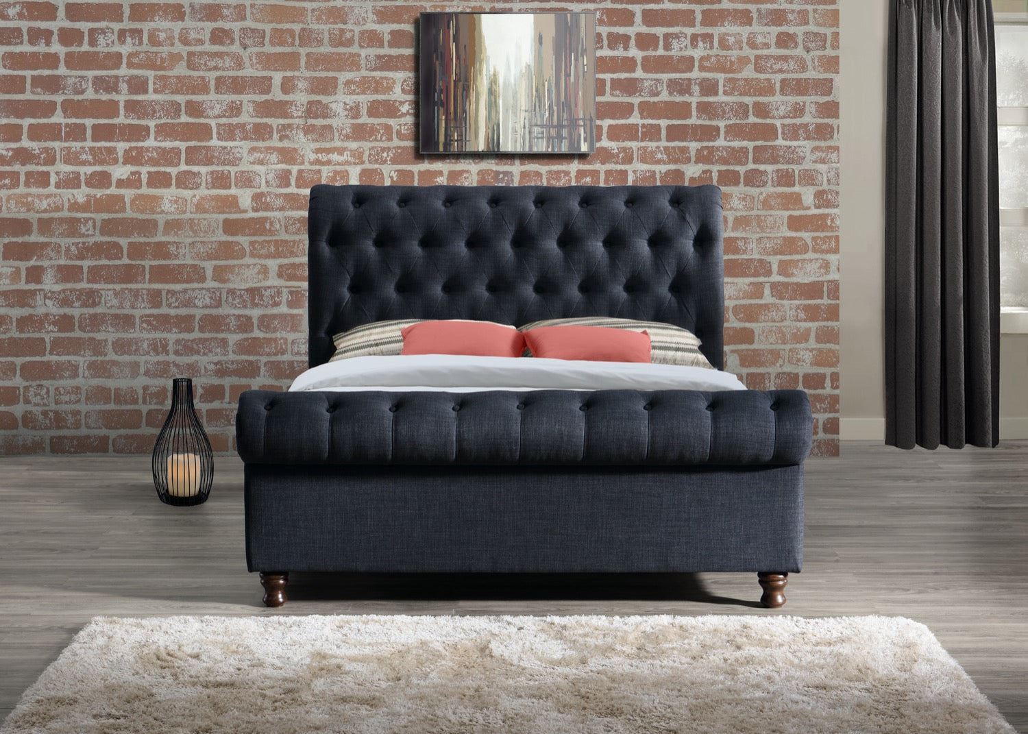 Castello Bed Charcoal