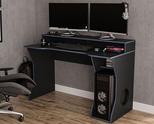 Enzo Gaming Computer Desk - Black & Blue