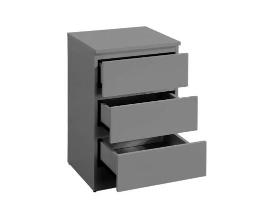 Oslo 3 Drawer Bedside - Grey