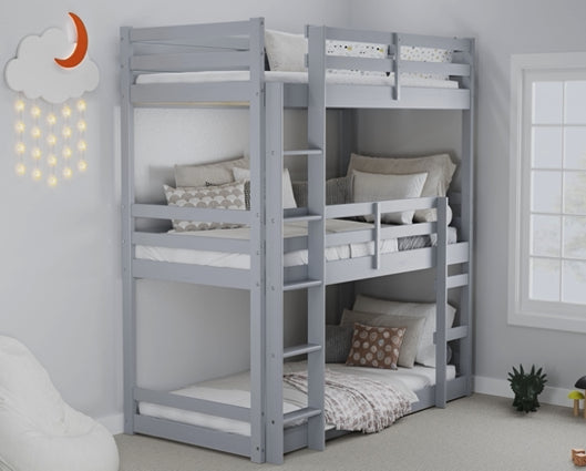 Tressa Triple Bunk Bed - Grey