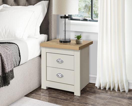 Highgate 2 Drawer Bedside - Cream