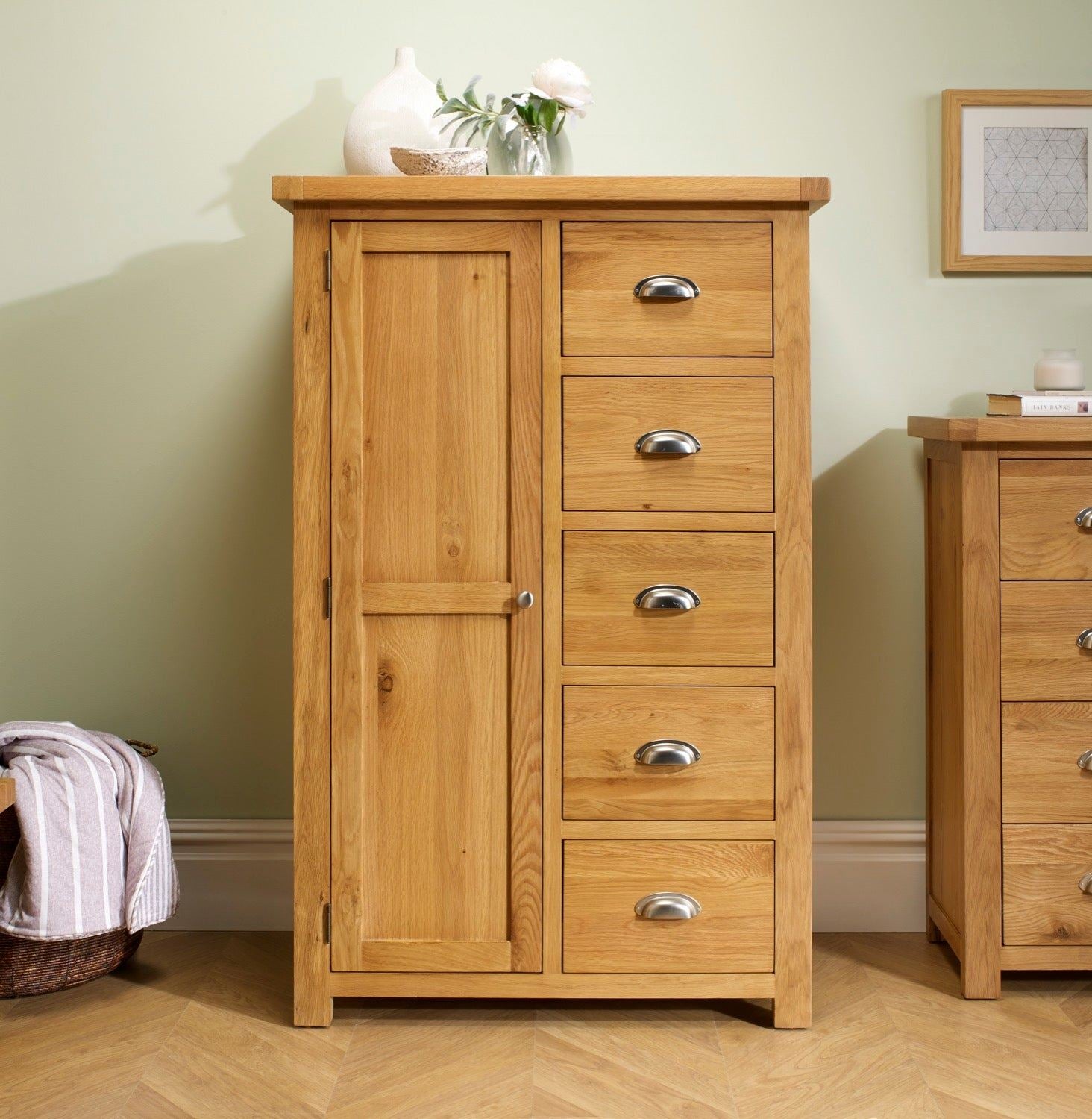 Woburn 1 Door 5 Drawer Wardrobe - Oak