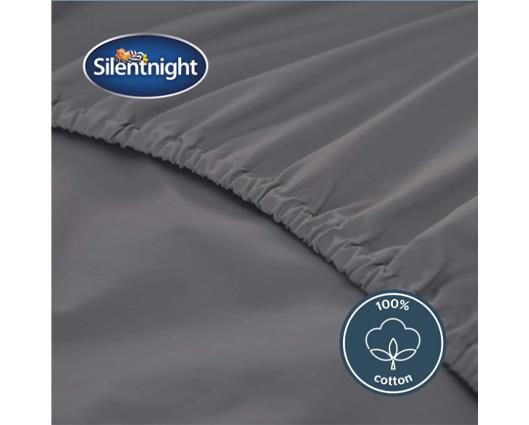 Single - Silentnight Pure Cotton Extra Deep Fitted Sheet - Charcoal