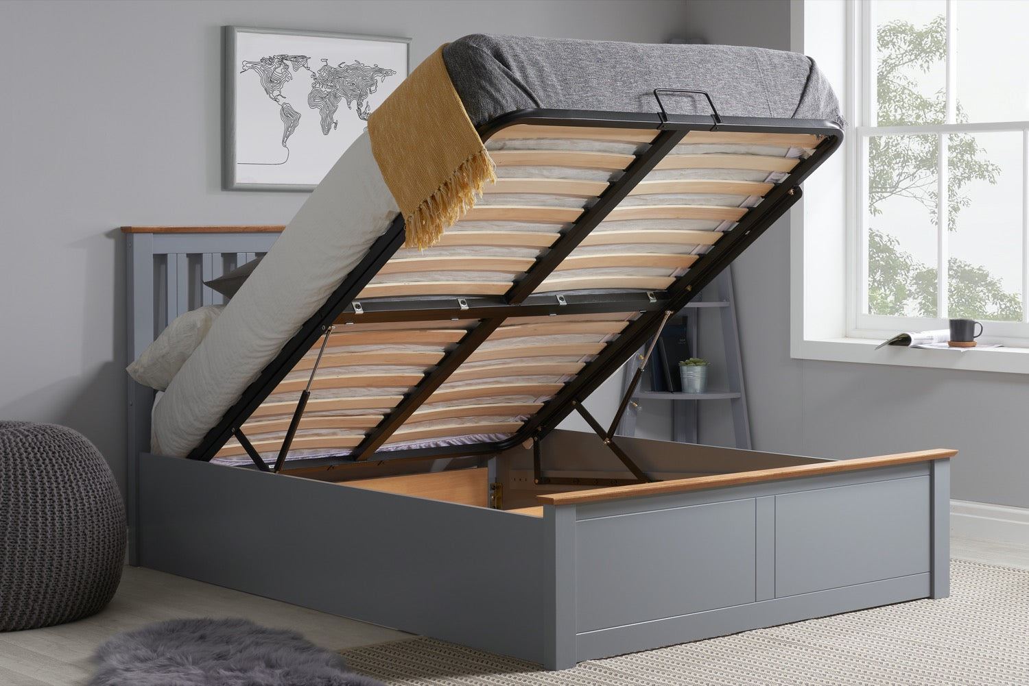 Phoenix Ottoman Bed Stone Grey