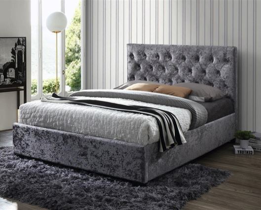 Cologne Bed Steel Crushed Velvet