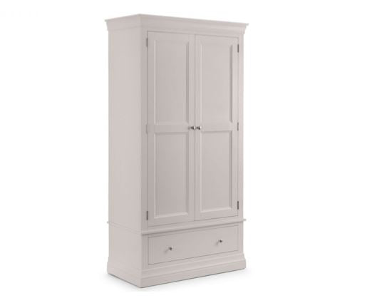 Clermont 2 Door 1 Drawer Wardrobe - Light - Grey