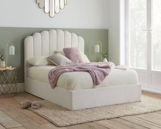 Monaco Fabric Ottoman Bed - White