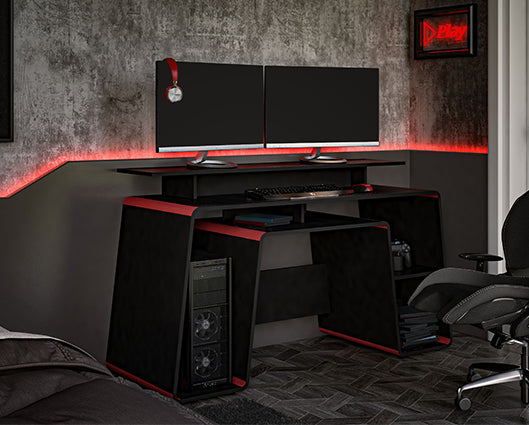 Onyx Gaming Computer Desk- Black & Red