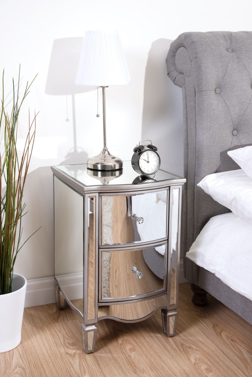 Elysee 2 Drawer Bedside - Mirrored