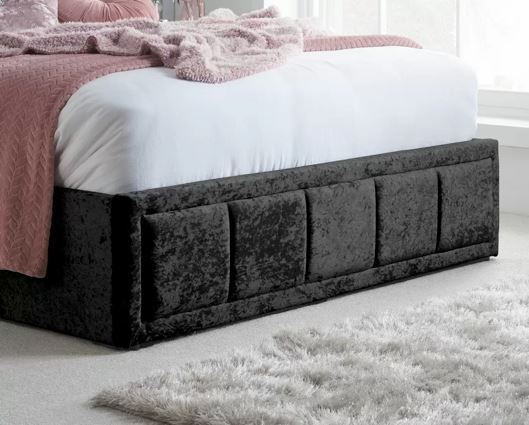 Hannover Ottoman Bed - Black Crushed Velvet