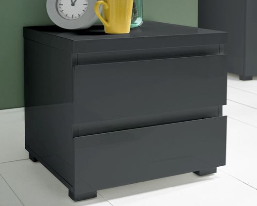 Puro 2 Drawer Bedside Charcoal - Grey