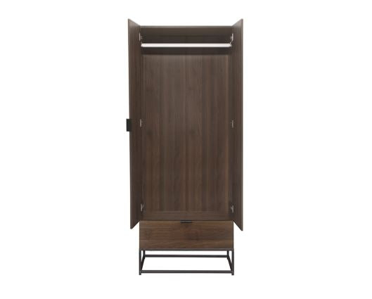 Houston 2 Door 1 Drawer Wardrobe - Walnut