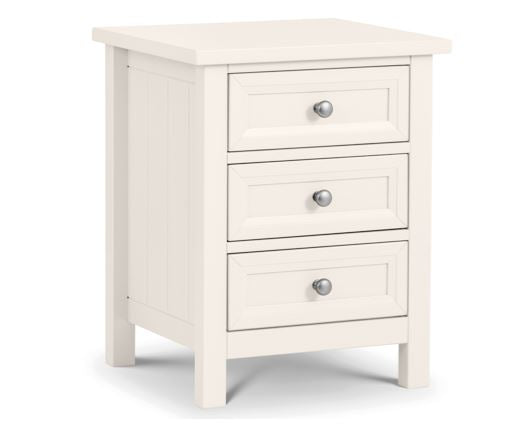 Maine 3 Drawer Bedside - White