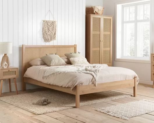 Croxley Rattan Bed - Oak