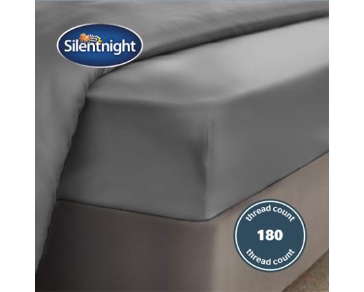 Single - Silentnight Pure Cotton Fitted Sheet - Charcoal