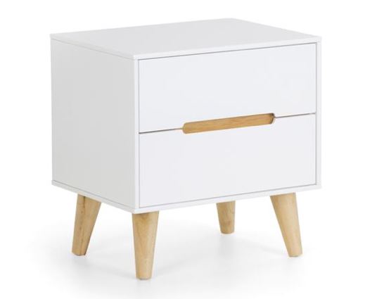 Alicia 2 Drawer Bedside - White