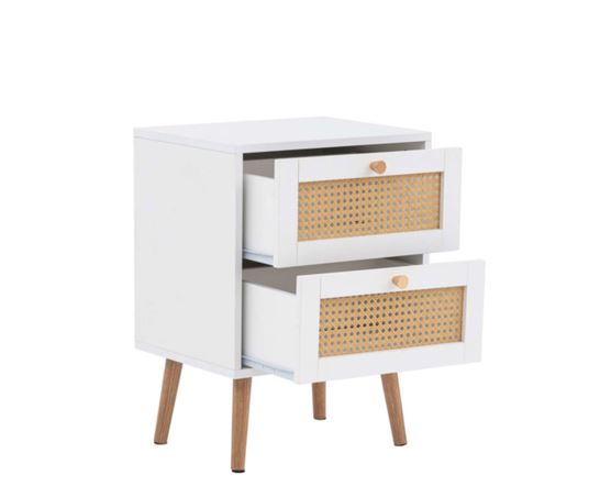 Croxley 2 Drawer Rattan Bedside - White