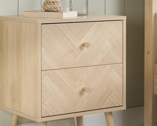 Herringford 2 Drawer Bedside - Oak