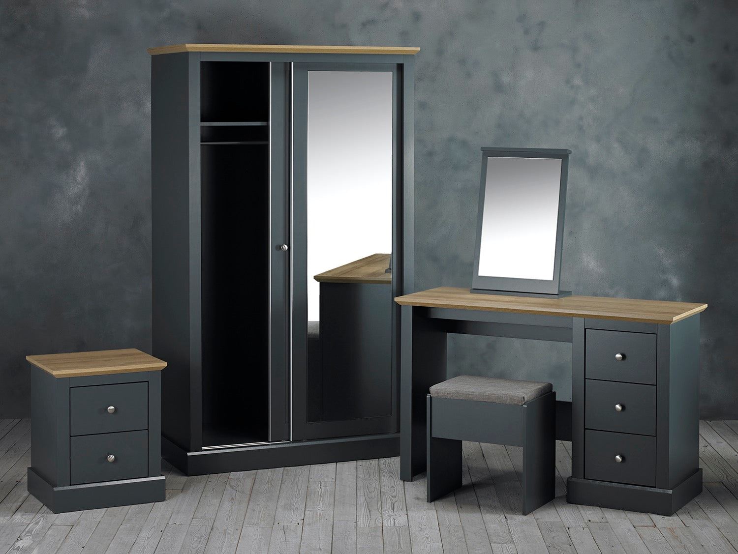 Devon Dressing Table Set Charcoal - Grey