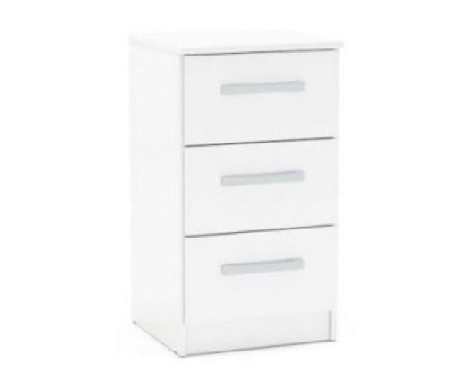 Lynx 3 Drawer Bedside - White