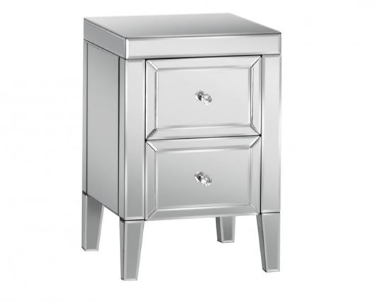 Valencia 2 Drawer Bedside - Mirrored