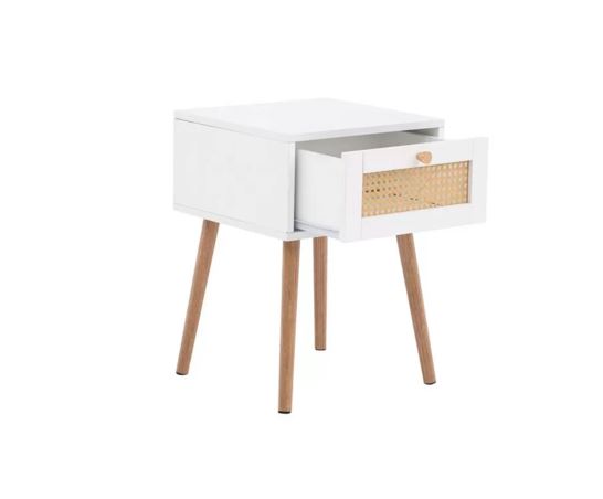 Croxley 1 Drawer Rattan Bedside - White