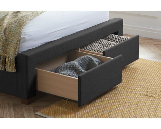 Valentino Bed With Drawers Charcoal