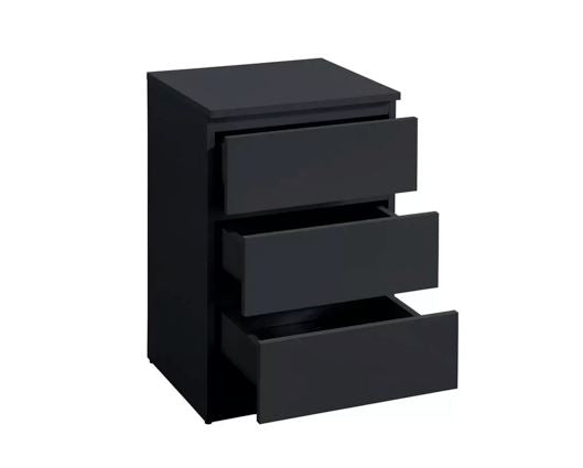 Oslo 3 Drawer Bedside - Black