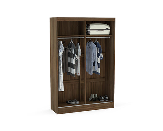 Lynx 2 Door Sliding Wardrobe With Mirror- Walnut & Black