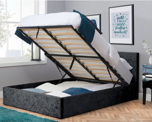 Berlin Ottoman Bed - Black Crushed Velvet